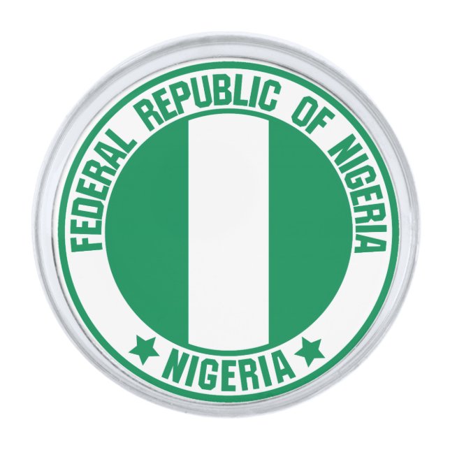 Nigeria Round Emblem Silver Finish Lapel Pin (Front)