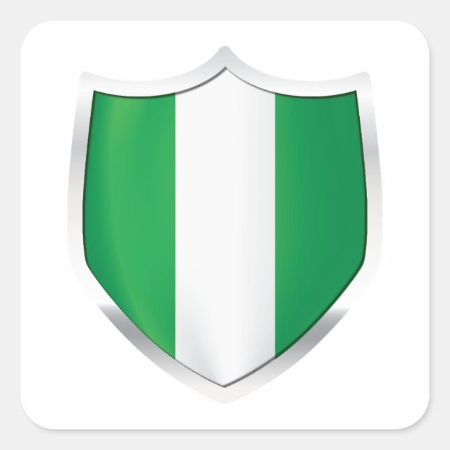 Nigeria Silver Shield Flag Square Sticker (Front)