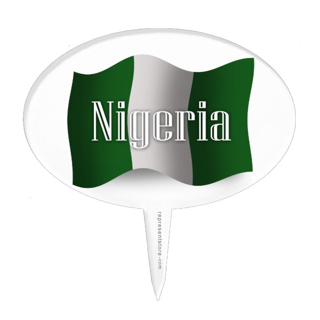 Nigeria Waving Flag Cake Topper (Front)