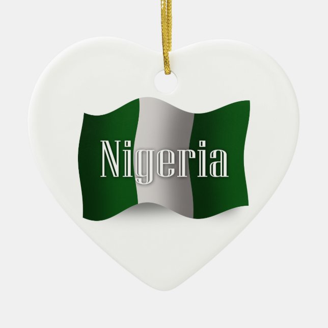 Nigeria Waving Flag Ceramic Ornament (Front)