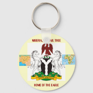 Nigeriaarms21, mnigeria, mapafrica, NIGERIA, WE... Keychain