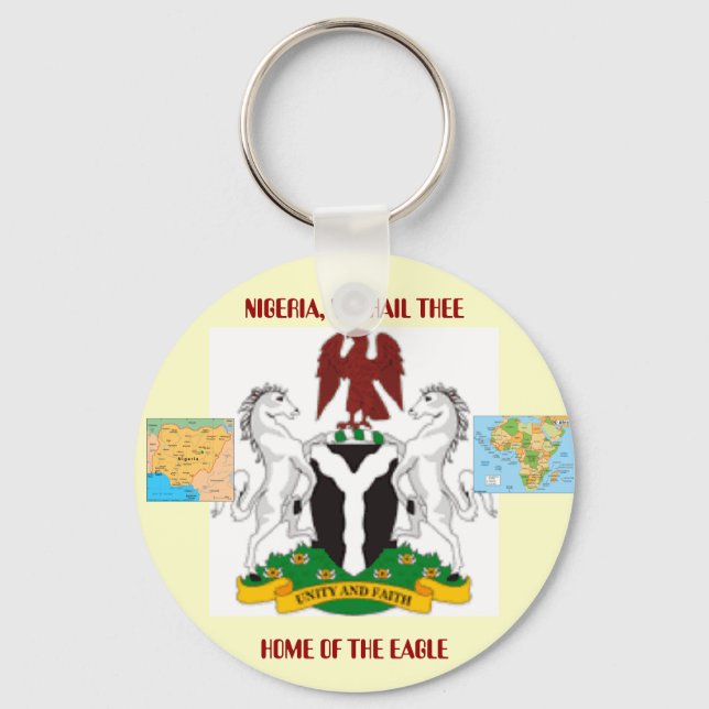 Nigeriaarms21, mnigeria, mapafrica, NIGERIA, WE... Keychain (Front)