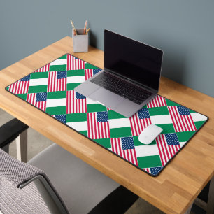 Nigerian and American Flags Desk Mat