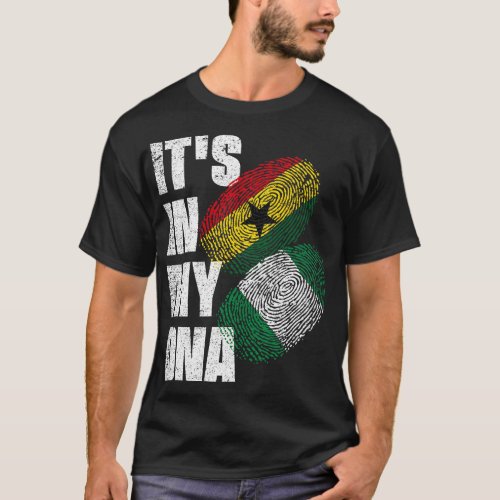 Nigerian And Ghanaian Mix DNA Flag Heritage T_Shirt