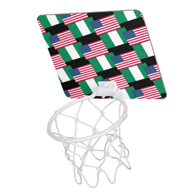 Nigerian and USA Flags Mini Basketball Hoop (Above)