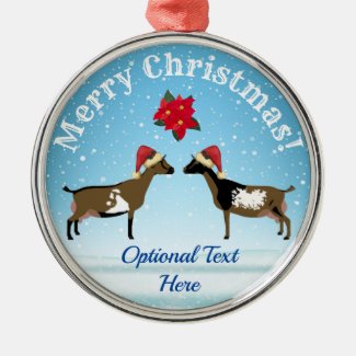 Nigerian Dwarf Dairy Goat Christmas in the snow