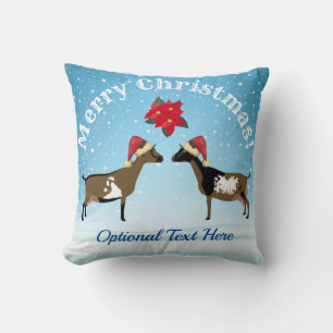 Nigerian Dwarf Dairy Goat Christmas in the snow Throw Pillow
