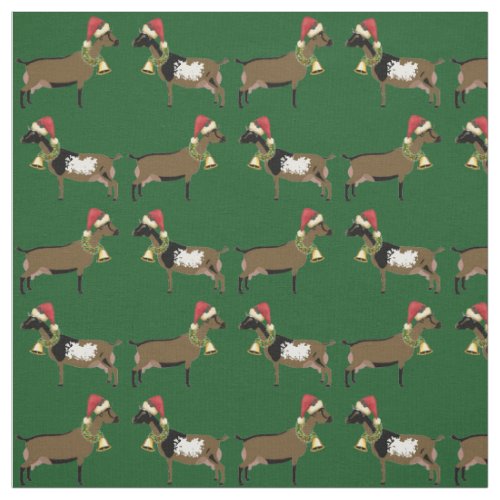 Nigerian Dwarf Dairy Goat Green Christmas Fabric