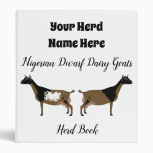 Nigerian Dwarf Dairy Goat Herd Book 3 Ring Binder