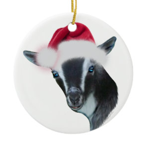 Nigerian Dwarf Goat Santa Hat Christmas Ornament
