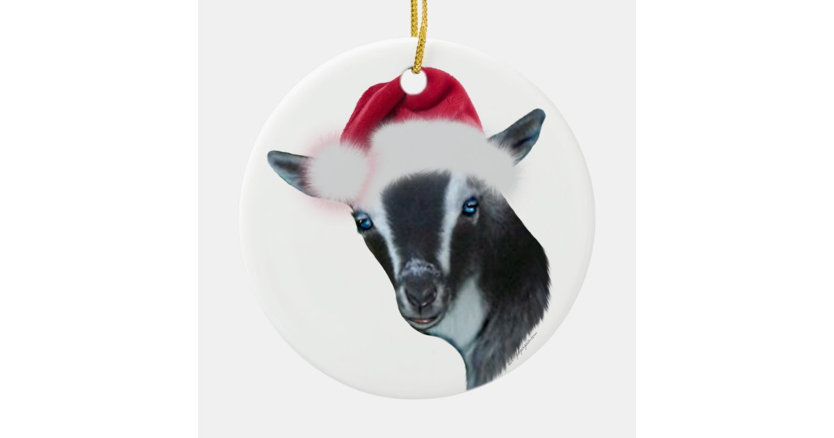 Nigerian Dwarf Goat Santa Hat Christmas Ornament Zazzle Com