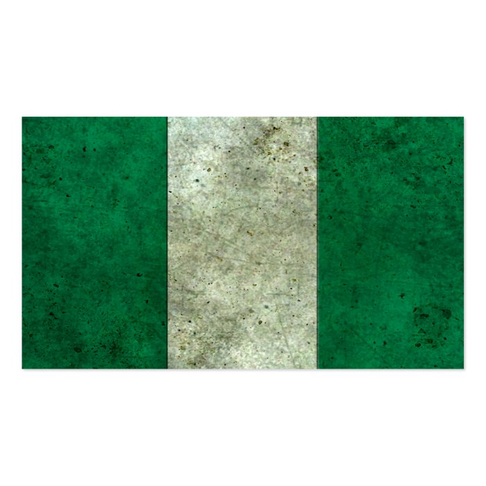 Nigerian Flag Aged Steel Effect Business Cards