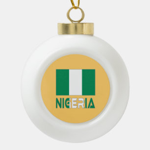 Nigerian Flag and Nigeria Ceramic Ball Christmas Ornament