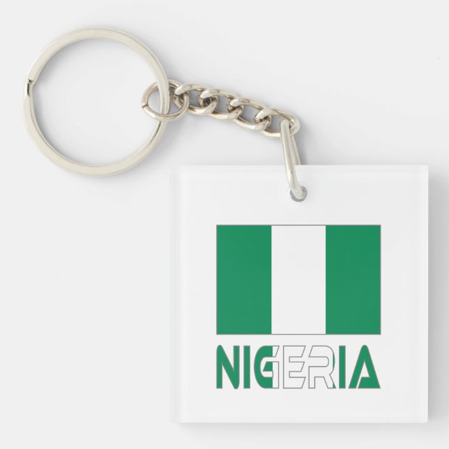 Nigerian Flag and Nigeria Keychain (Front)