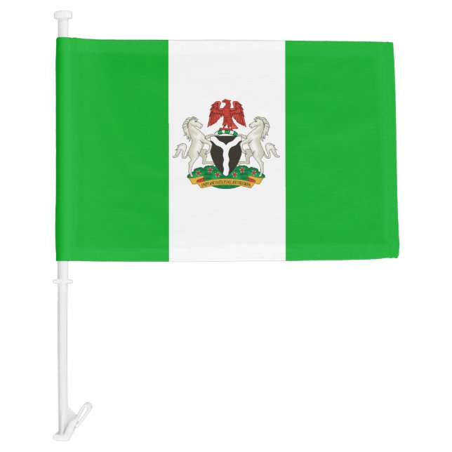 Nigerian flag-coat arms car flag (Front)