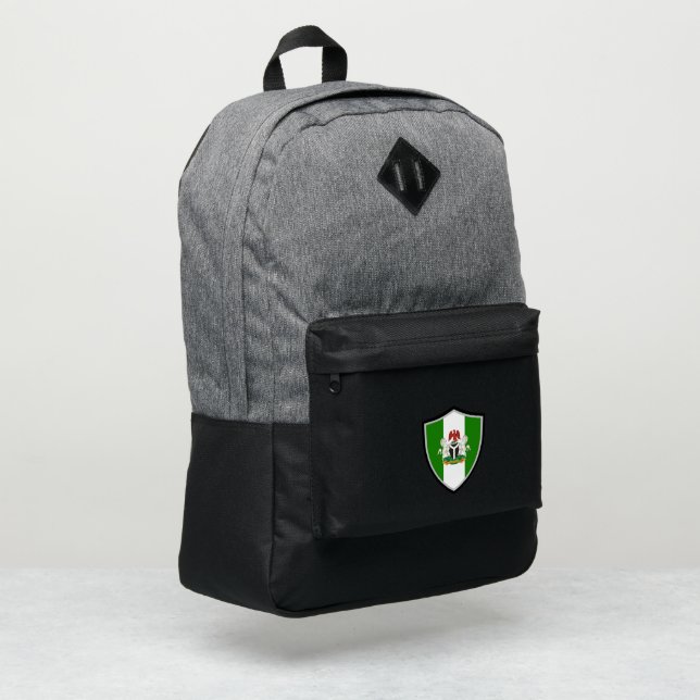 Nigerian flag-coat arms port authority® backpack (Left Corner)