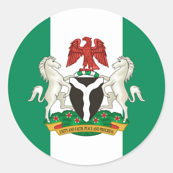 Nigerian Flag & Coat of Arms, Flag of Nigeria Classic Round Sticker