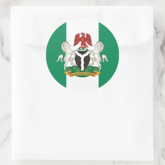 Nigerian Flag & Coat of Arms, Flag of Nigeria Classic Round Sticker ...