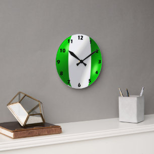Nigerian Flag Design Round Clock