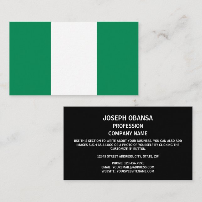 Nigerian Flag, Flag of Nigeria Business Card (Front/Back)