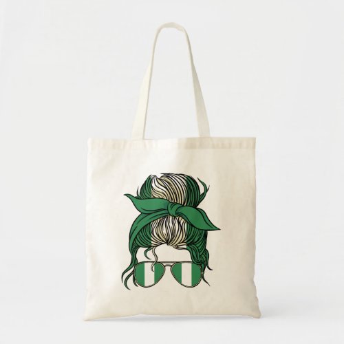 Nigerian flag woman design tote bag