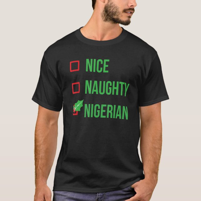 Nigerian Funny Nigeria Pajama Christmas T-Shirt (Front)