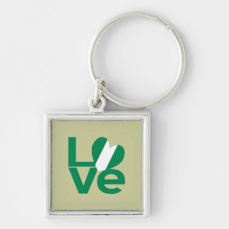 Nigerian Green LOVE Heart Flag  Keychain