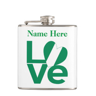 Nigerian Green LOVE Heart Flag Personalized  Flask