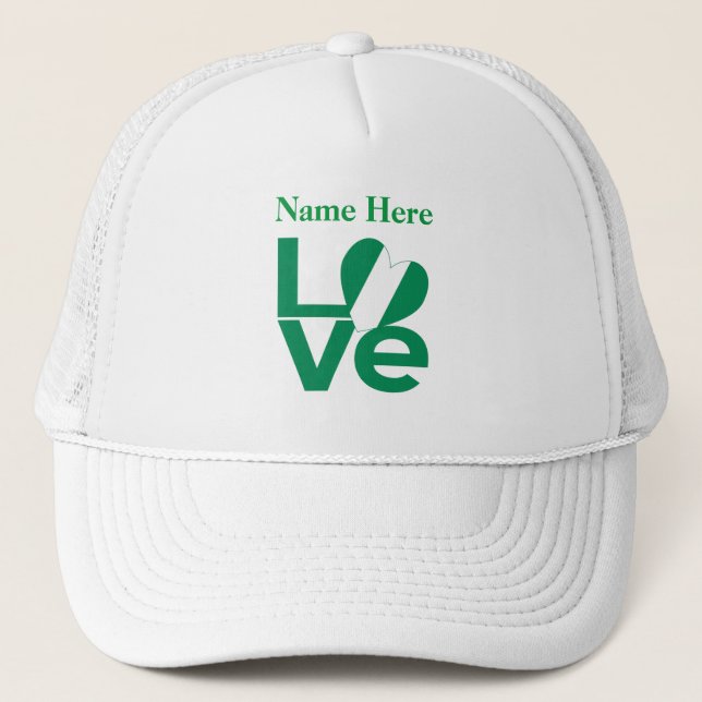 Nigerian Green LOVE Heart Flag Personalized  Trucker Hat (Front)