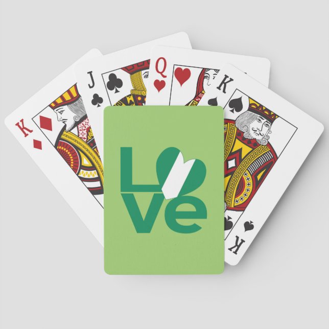 Nigerian Green LOVE Heart Flag  Poker Cards (Back)