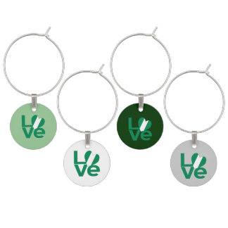 Nigerian Green LOVE Heart Flag  Wine Glass Charm