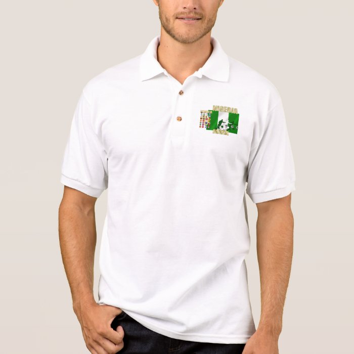 Nigerian love I heart Naija hearrt flag of Nigeria Polo T shirts