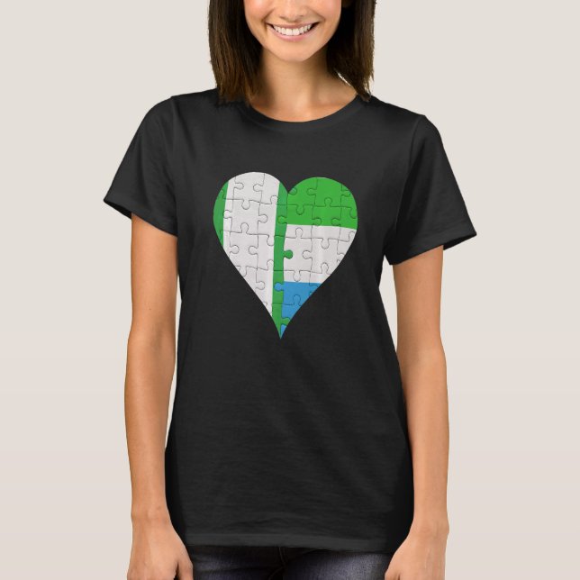 Nigerian Sierra Leonean Flag Heart   T-Shirt (Front)