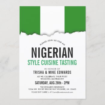 Nigerian Themed Cuisine | Party Flag Invite White by HappyPlanetShop at Zazzle