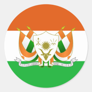 Nigerien Flag & Coat of Arms, Flag of Niger Classic Round Sticker