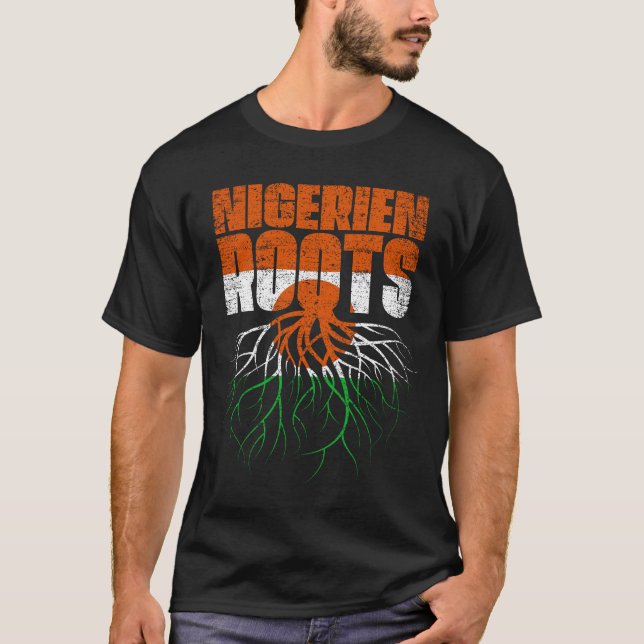 Nigerien Roots Nigeria Heritage Flag T-Shirt (Front)