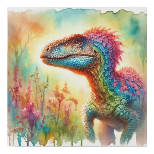 Nigersaurus in Watercolor 150624AREF103 _ Watercol Faux Canvas Print