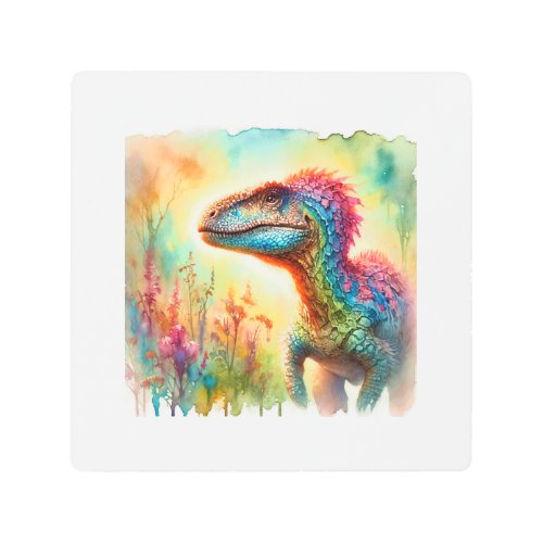 Nigersaurus in Watercolor 150624AREF103 _ Watercol Metal Print