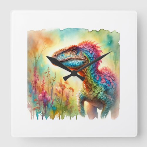 Nigersaurus in Watercolor 150624AREF103 _ Watercol Square Wall Clock