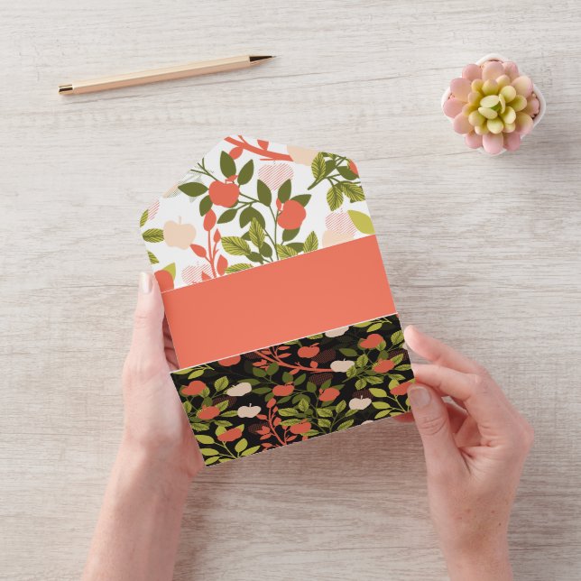 Night Apple Tree Orchard Floral Garden Pattern All In One Invitation (Video)