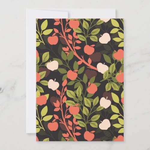 Night Apple Tree Orchard Floral Garden Pattern Holiday Card