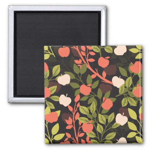 Night Apple Tree Orchard Floral Garden Pattern Magnet