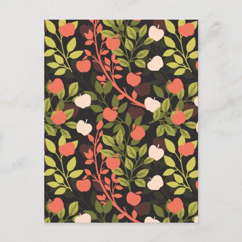 Night Apple Tree Orchard Floral Garden Pattern Postcard