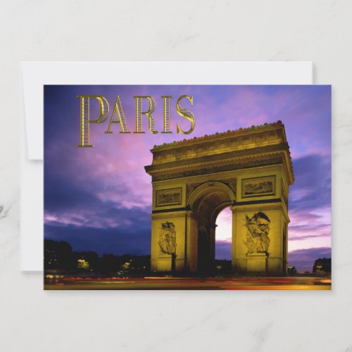 Night at Arc de Triomphe Paris Personalized Invitations