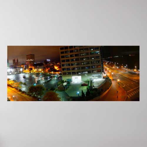 Night at Downtown Evansville Indiana Poster