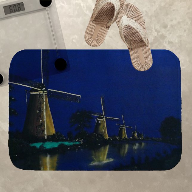 Night at Kinderdijk Bath Mat (Creator Uploaded)