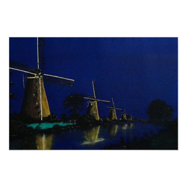 Night at Kinderdijk Poster (Front)