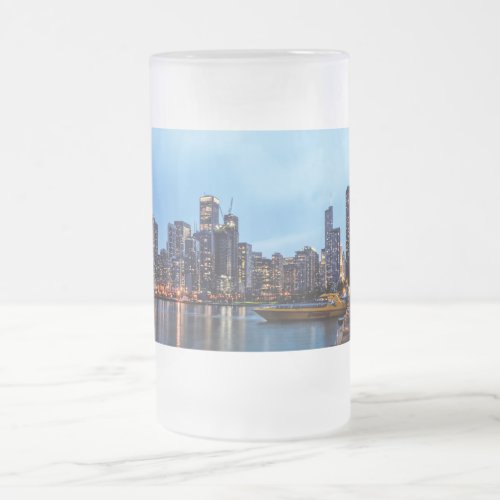Night At Navy Pier Frosted Glass Beer Mug