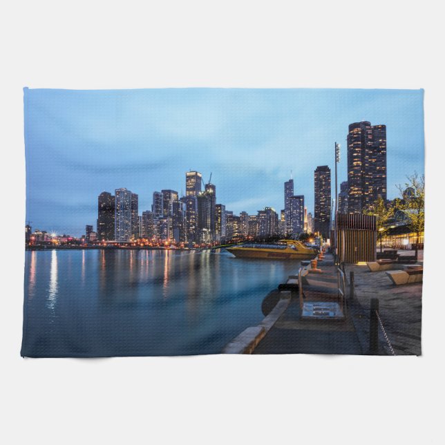 Night At Navy Pier Kitchen Towel (Horizontal)