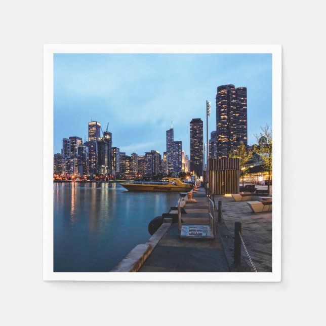 Night At Navy Pier Napkins (Front)